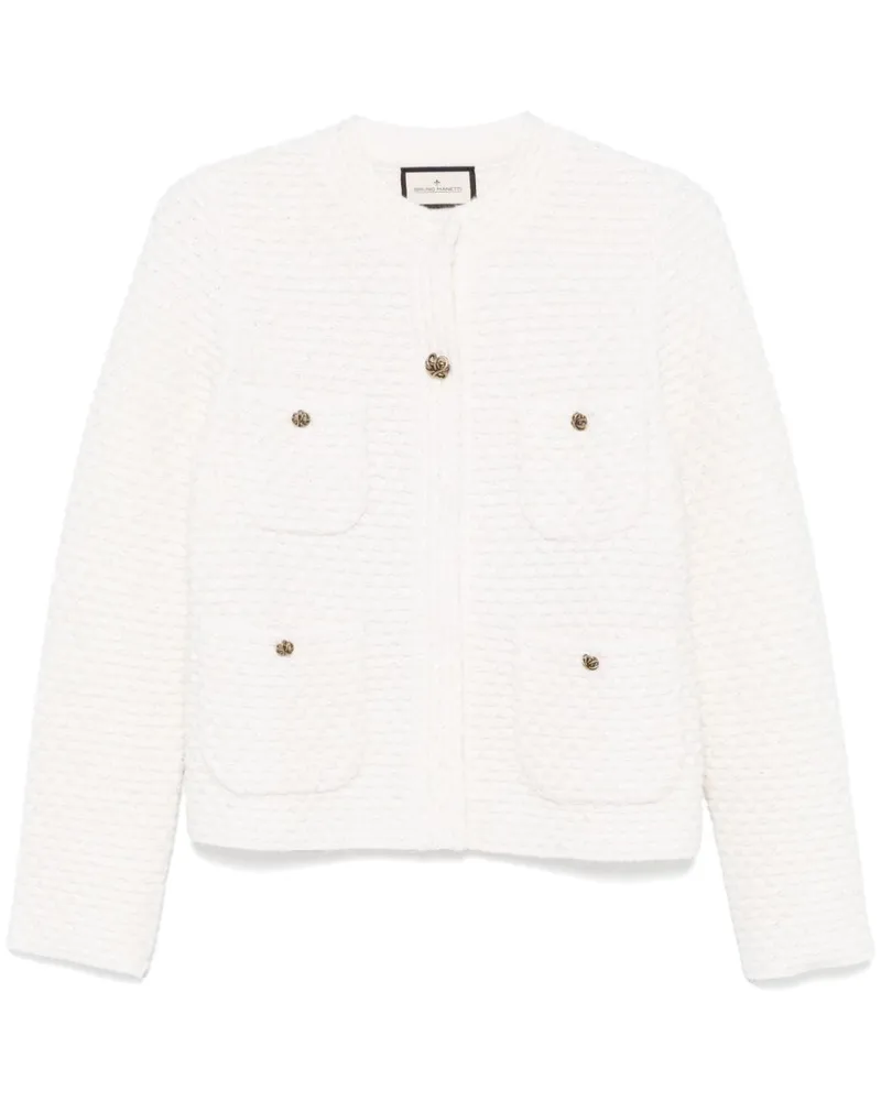 Bruno Manetti Jacke mit Waffelstrick-Muster - Weiß Weiß