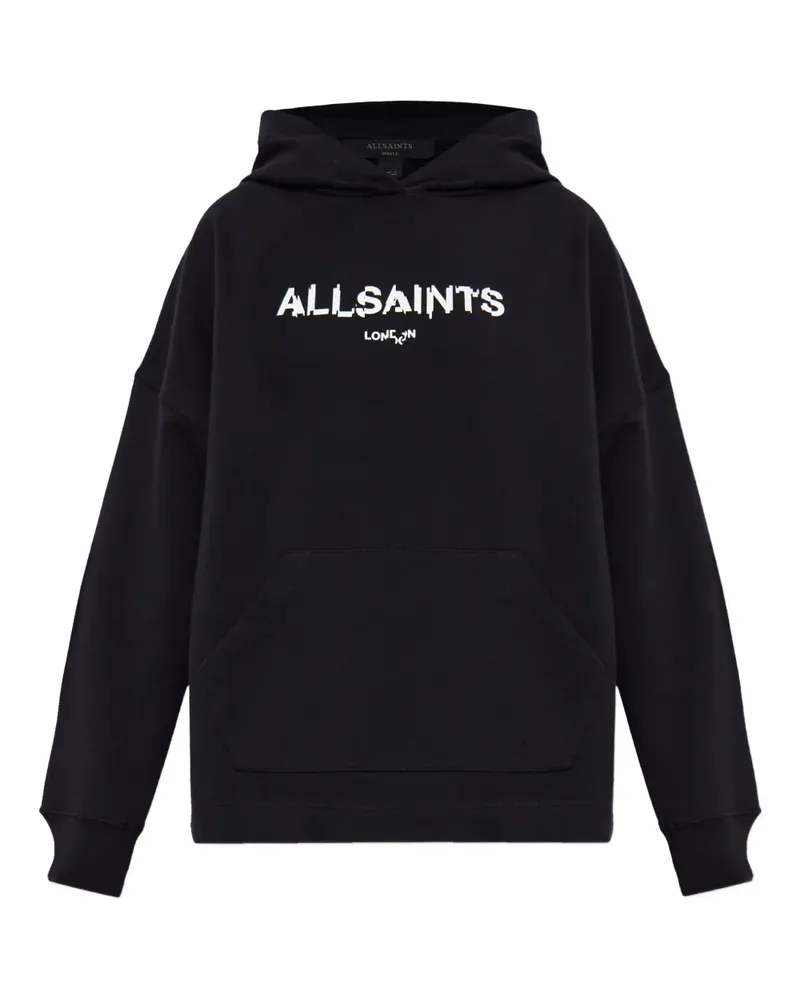 AllSaints Static Hoodie mit grafischem Print - Schwarz Schwarz