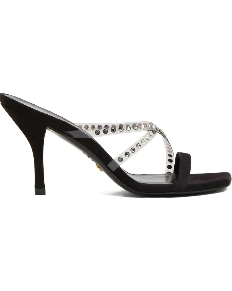 Stuart Weitzman 85mm crystal-embellished strapeze slide - Weiß Weiß
