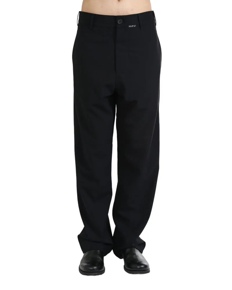 Marni mending-logo straight-leg trousers - Schwarz Schwarz
