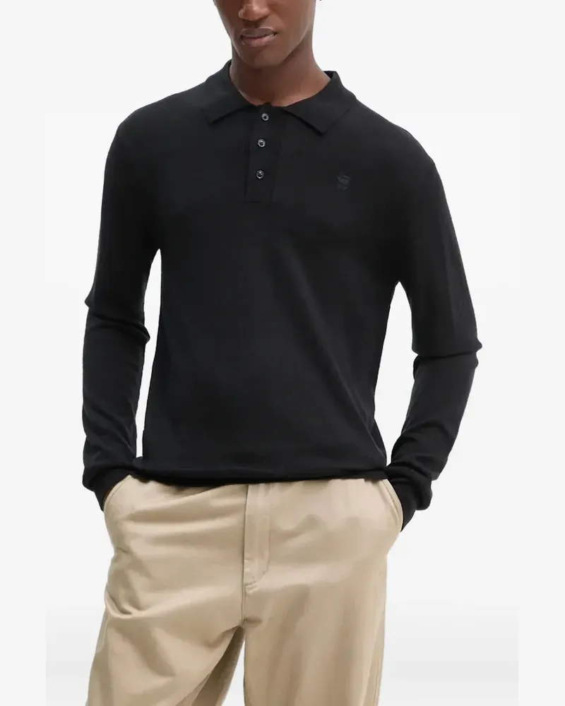 G-STAR RAW Poloshirt mit Logo-Schild - Schwarz Schwarz
