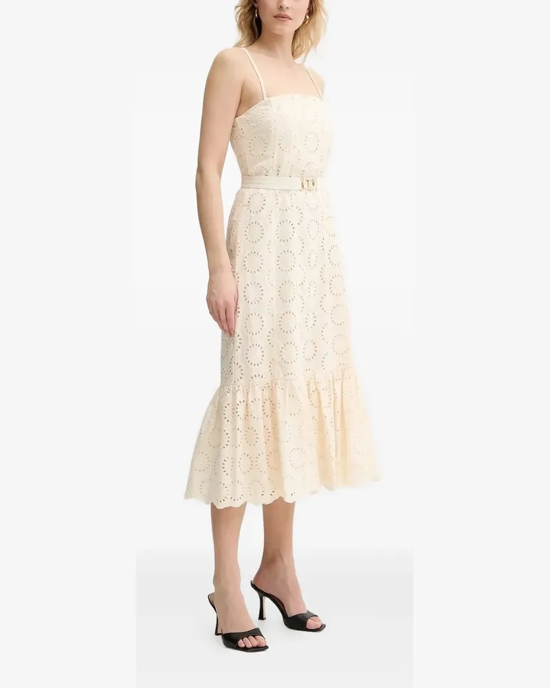 Twin-Set Besticktes Midikleid mit Gürtel - Nude Nude