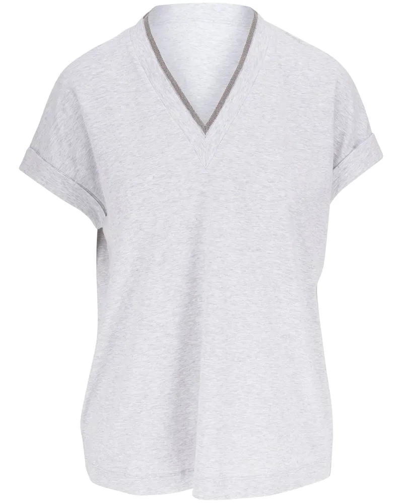 Brunello Cucinelli T-Shirt mit V-Ausschnitt - Grau Grau