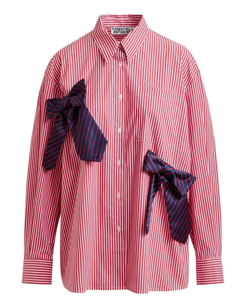 Essentiel striped bow-appliqué shirt - Rot Rot