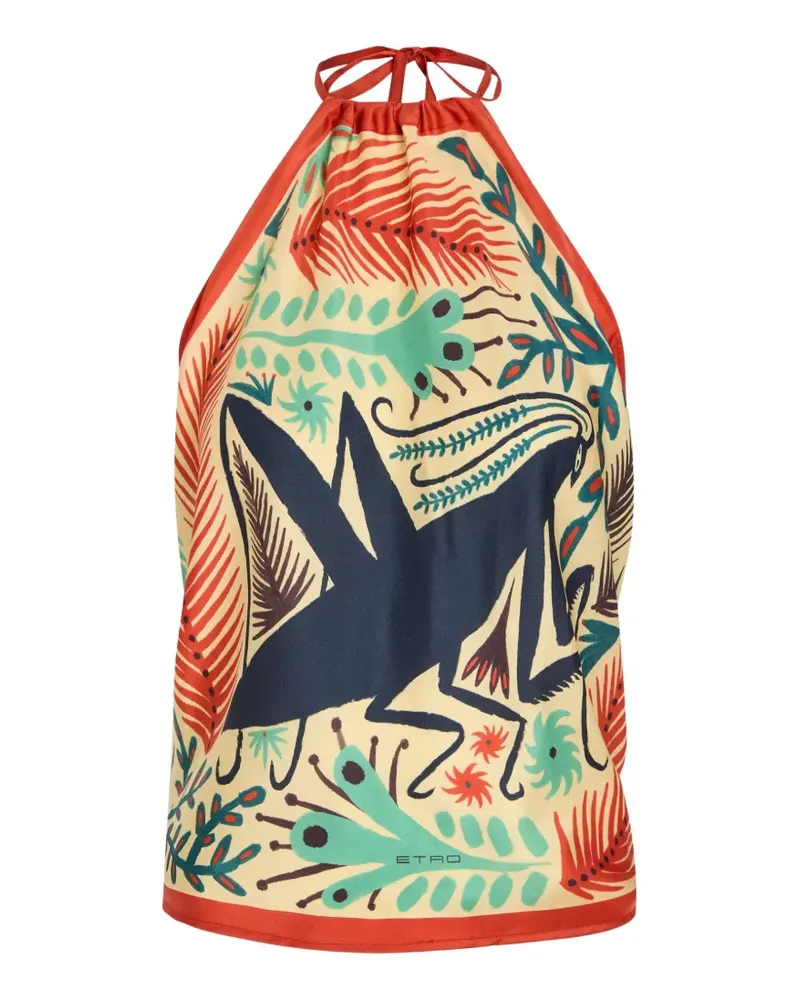 Etro insect-print halterneck top - Rot Rot