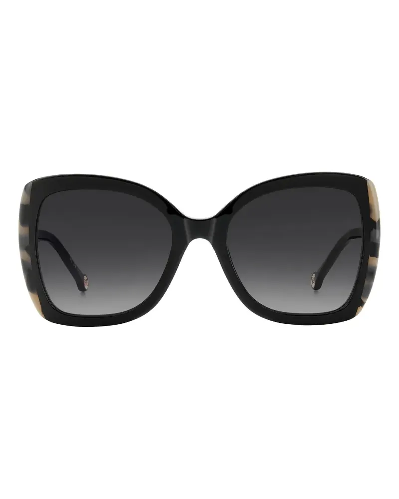 Carolina Herrera New York Eckige Sonnenbrille in Schildpattoptik - Schwarz Schwarz
