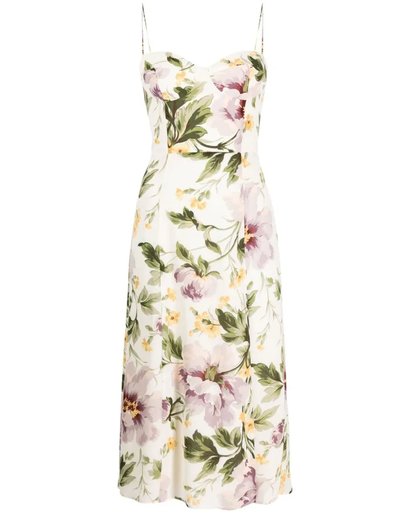 Reformation Juliette Midikleid mit Blumen-Print Nude