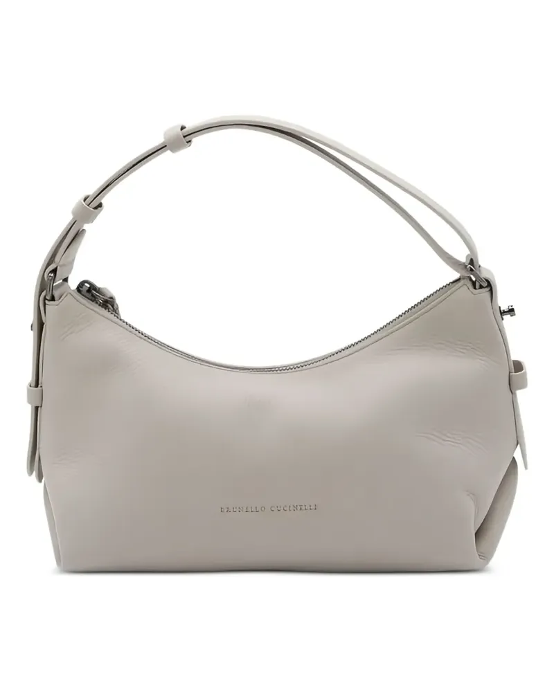 Brunello Cucinelli grained leather shoulder bag - Grau Grau
