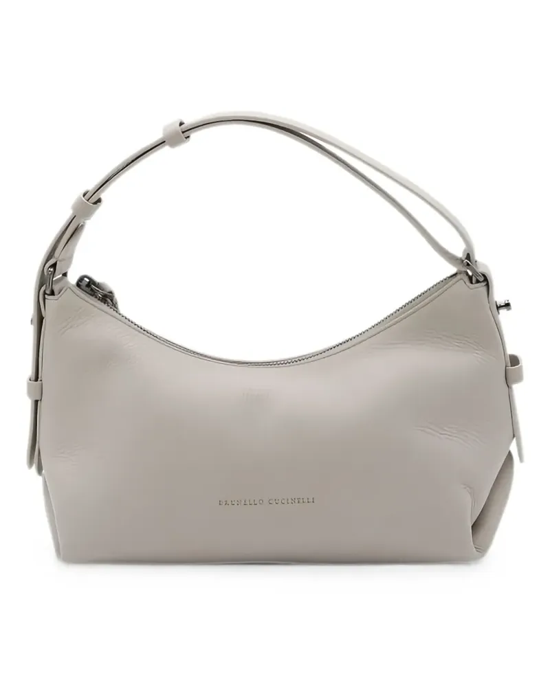 Brunello Cucinelli grained leather shoulder bag - Grau Grau