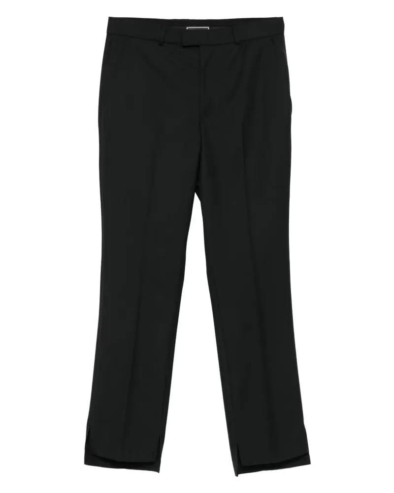 STYLAND Wollhose mit offenem Saum - Schwarz Schwarz