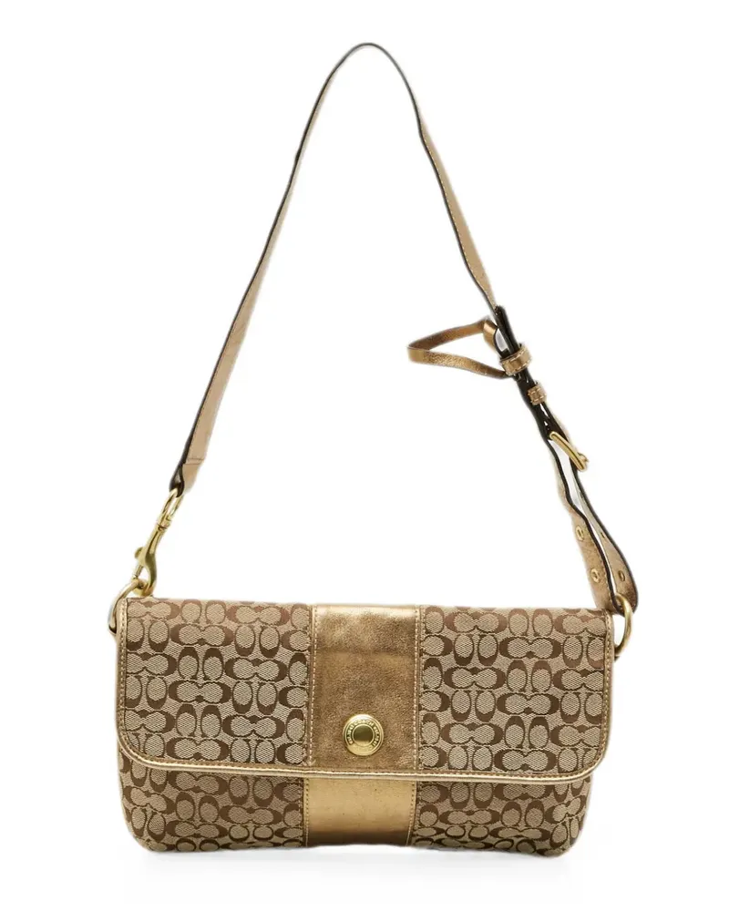 Coach Signature Canvas foldover shoulder bag - Nude Nude