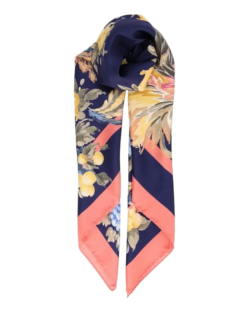 Etro Seidenschal mit Blumenmotiv - Blau Blau
