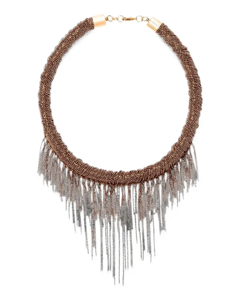 Fabiana Filippi Filo fringe-detail beaded necklace - Braun Braun