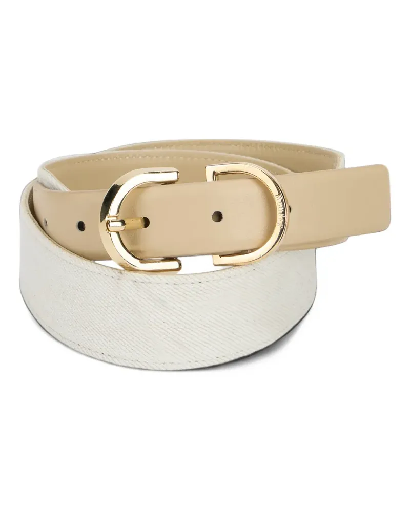 MOORER Bria-P214 logo-engraved buckle belt - Weiß Weiß
