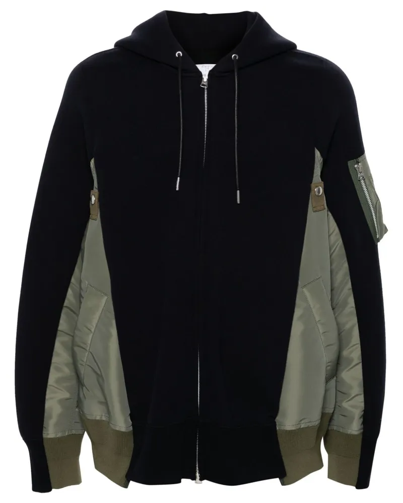Sacai Hoodie in Colour-Block-Optik - Blau Blau