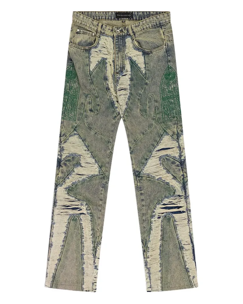 WHO DECIDES WAR Wave Jeans im Distressed-Look - Blau Blau