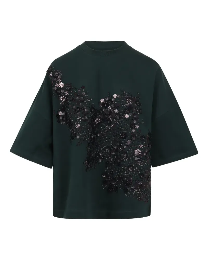 Essentiel T-Shirt mit Pailletten - Grün Grün