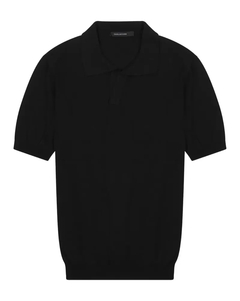 Tagliatore T-Shirt mit Poloshirtkragen - Schwarz Schwarz
