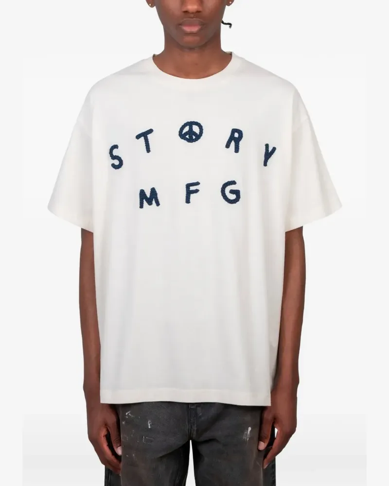 STORY mfg. crochet-patch T-shirt - Nude Nude