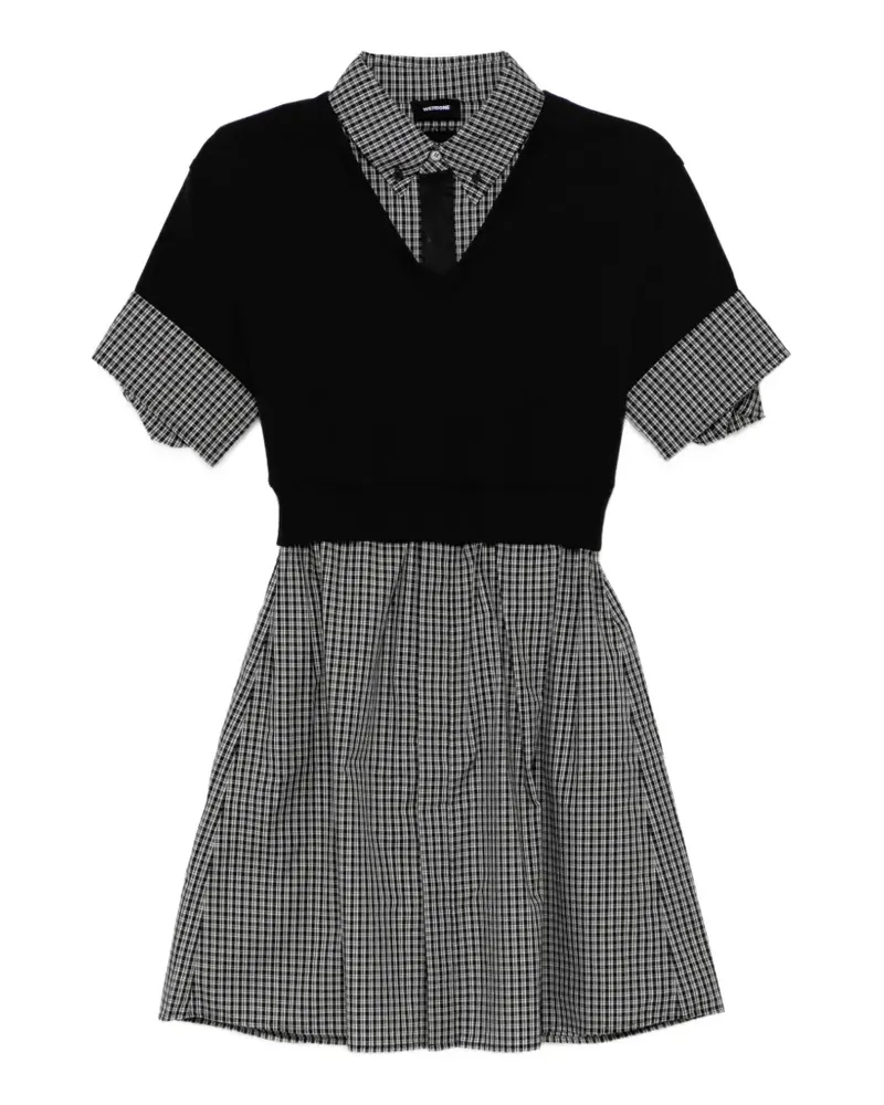 WE 11 DONE layered gingham-print dress - Schwarz Schwarz