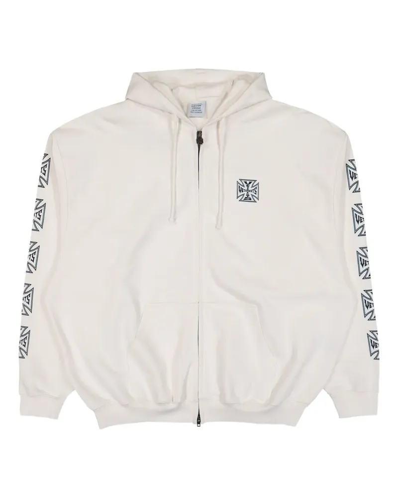 VETEMENTS logo zip-up hoodie - Nude Nude