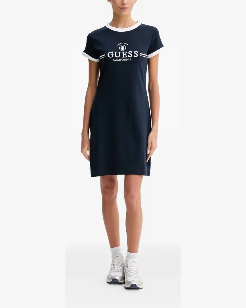 Guess logo-embroidered mini dress - Blau Blau