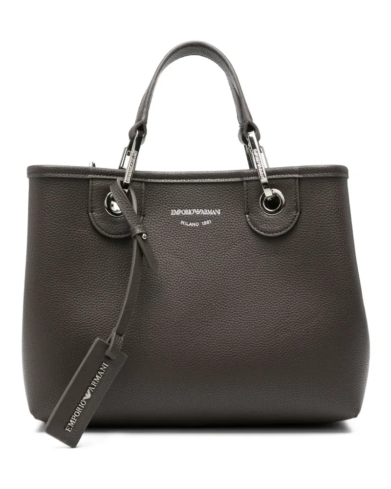 Emporio Armani Gekörnte Tote Bag mit Logo-Print - Grau Grau