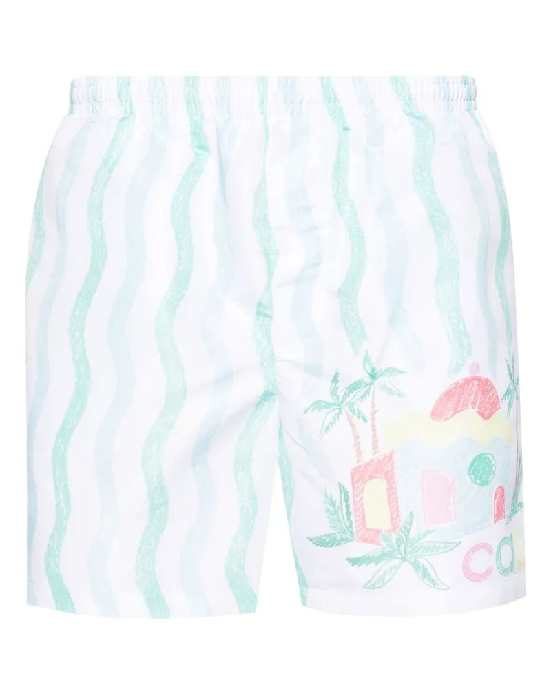 Casablanca Paris Badeshorts mit Memphis-Print Weiß