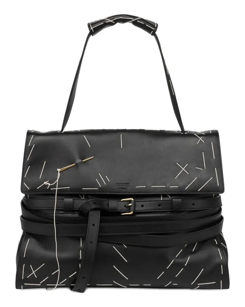 Moschino Schultertasche mit Ziernähten - Schwarz Schwarz