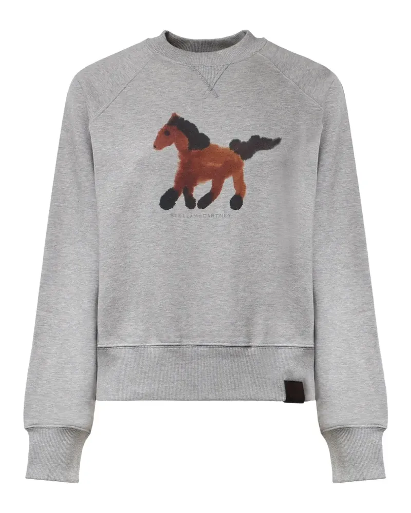 Stella McCartney horse-print raglan-sleeve sweatshirt - Grau Grau