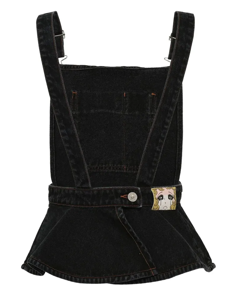pushBUTTON flared denim overall - Schwarz Schwarz