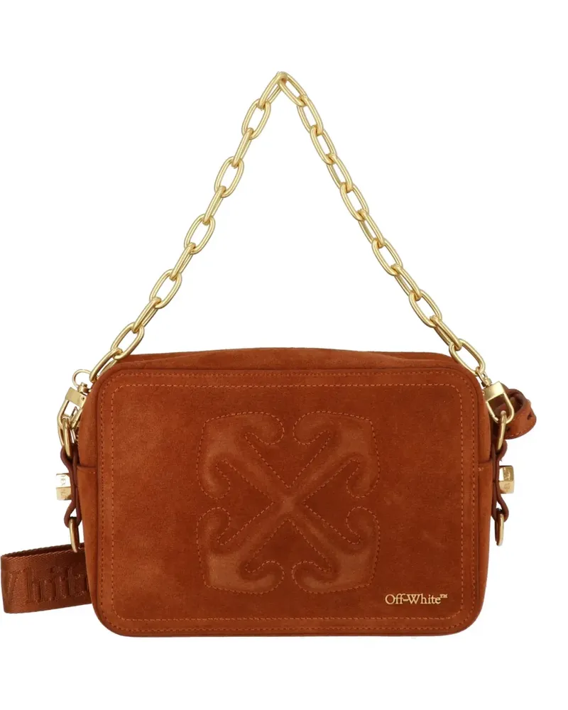 OFF-WHITE arrows-motif suede shoulder bag - Braun Braun