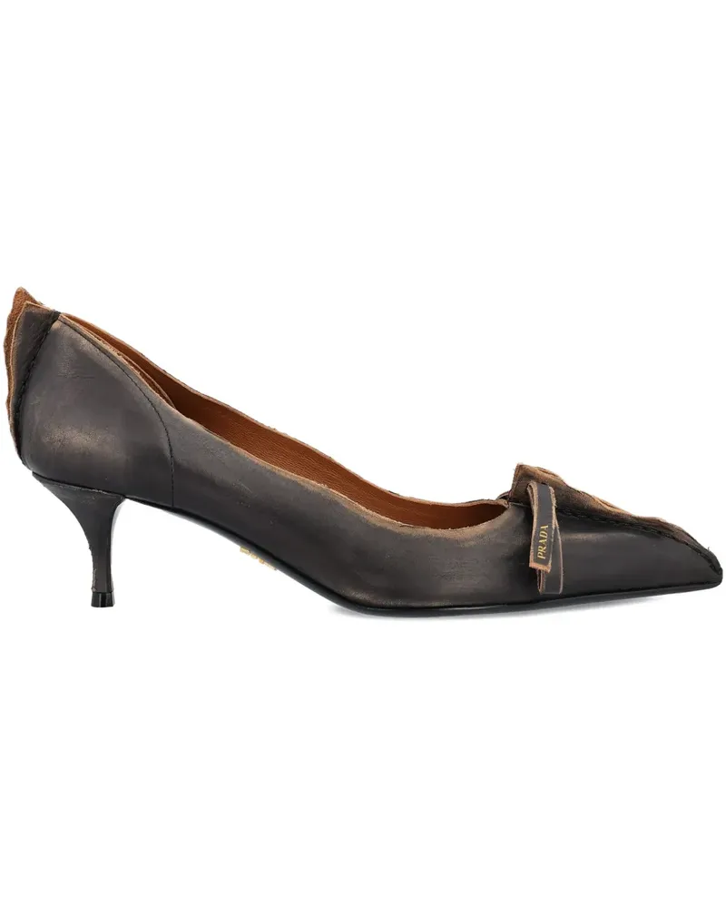 Prada Antiqued Kitten-Heel-Pumps mit Schleifendetail 55mm - Schwarz Schwarz
