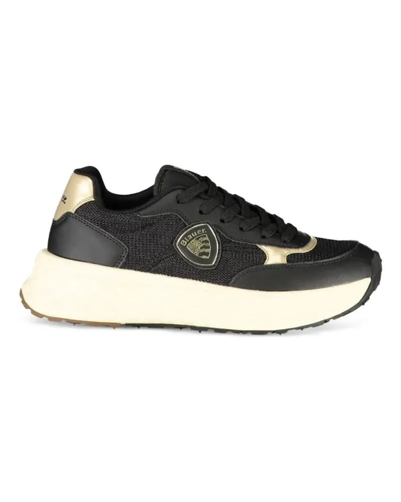 Blauer logo-patch sneakers - Schwarz Schwarz