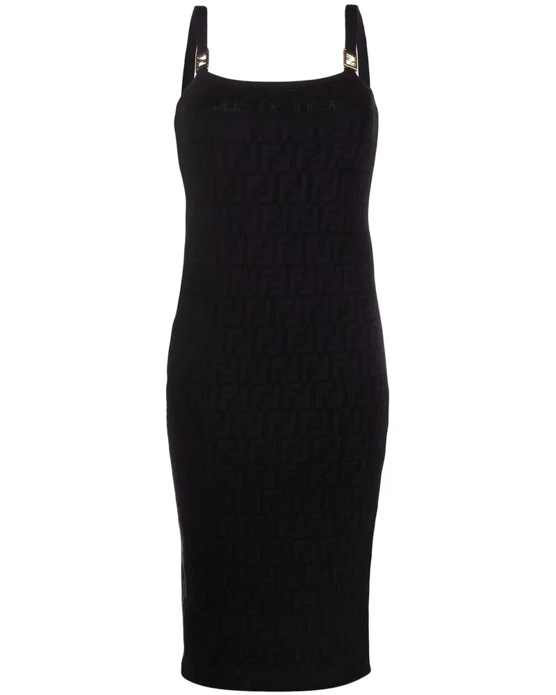 Fendi Jacquard-Midikleid - Schwarz Schwarz
