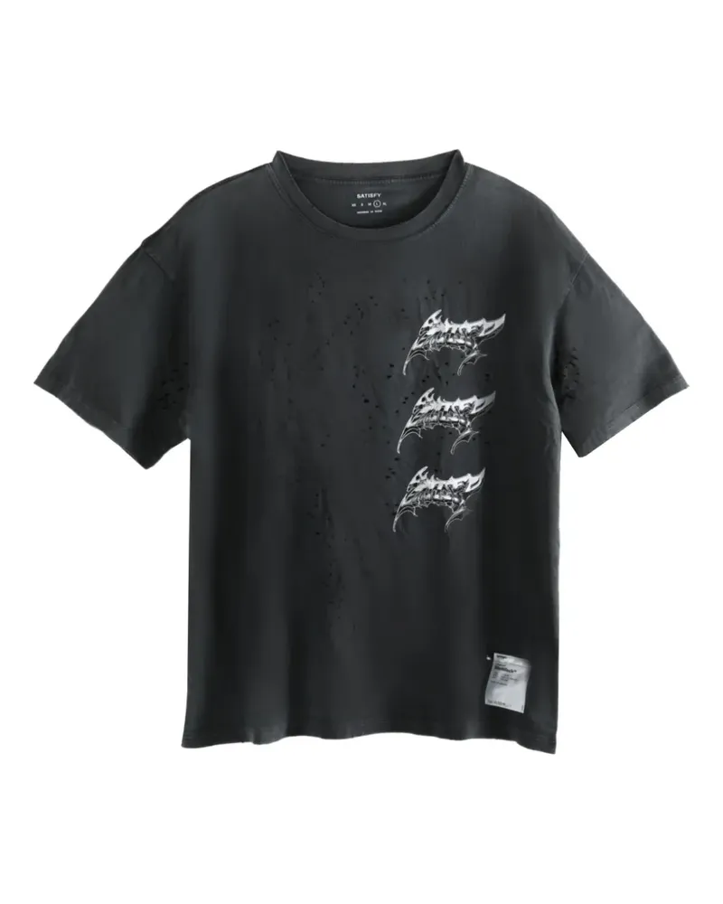Satisfy MothTech™ distressed graphic-print T-shirt - Schwarz Schwarz