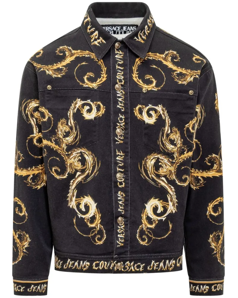 Versace Jeans Jacke mit Barocco-Print - Schwarz Schwarz