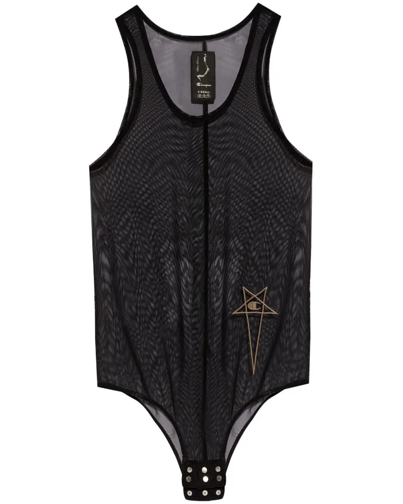 Rick Owens Trägershirt aus Mesh mit Logo - Schwarz Schwarz