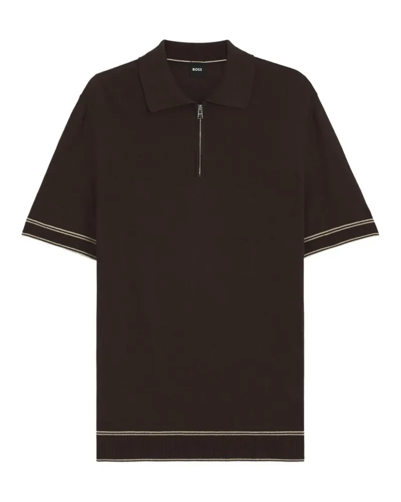 HUGO BOSS Poloshirt mit Reißverschluss - Braun Braun