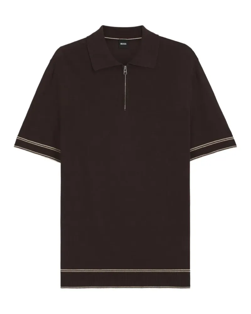 HUGO BOSS Poloshirt mit Reißverschluss - Braun Braun