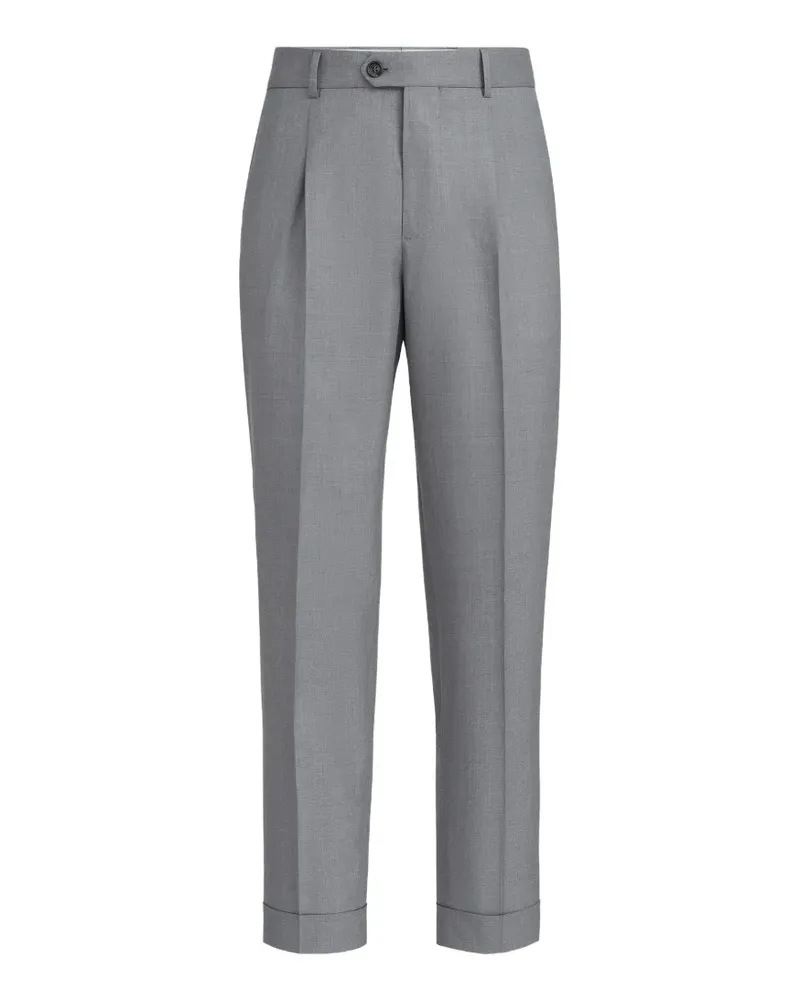 Brunello Cucinelli virgin-wool and silk lightweight hopsack trousers with pleat - Grau Grau