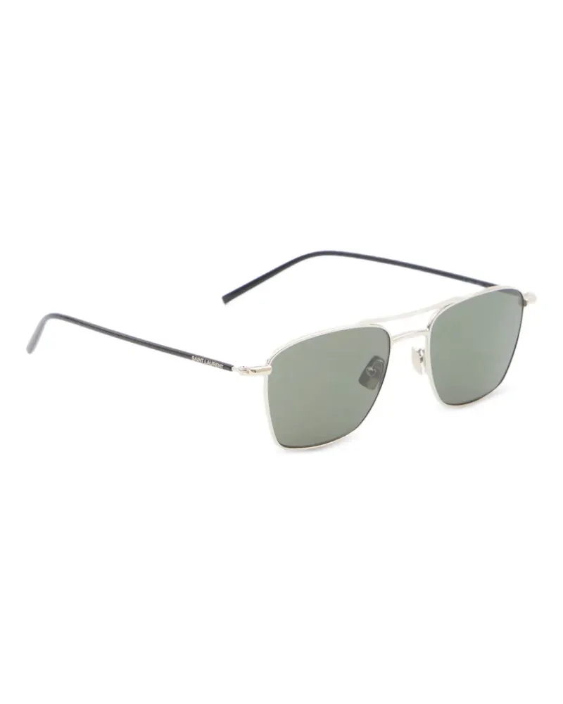 Saint Laurent Sonnenbrille mit eckigem Gestell - Silber Silber