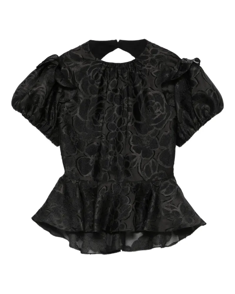 Parlor floral-jacquard peplum-hem blouse - Schwarz Schwarz