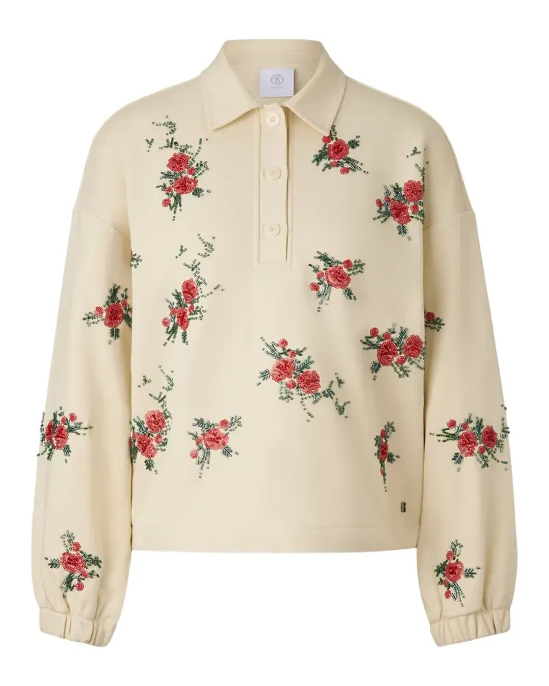 Bogner Bijou Poloshirt mit Blumendetail - Nude Nude