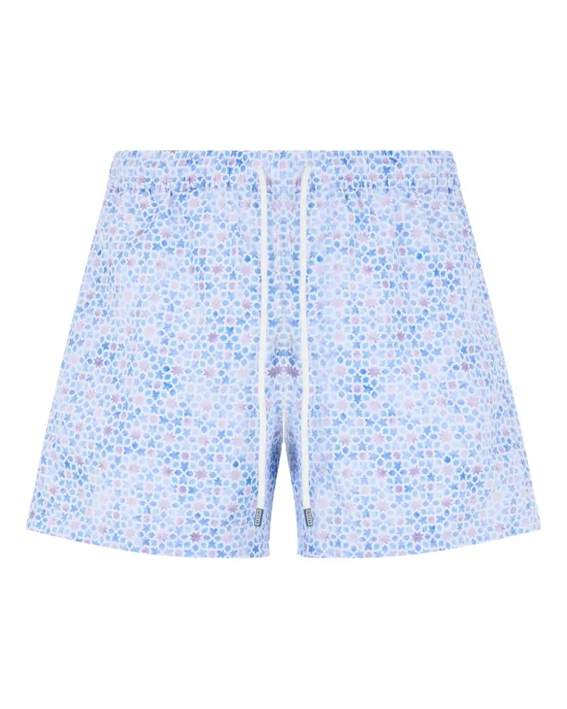 Fedeli geometric-print drawstring swim shorts - Blau Blau