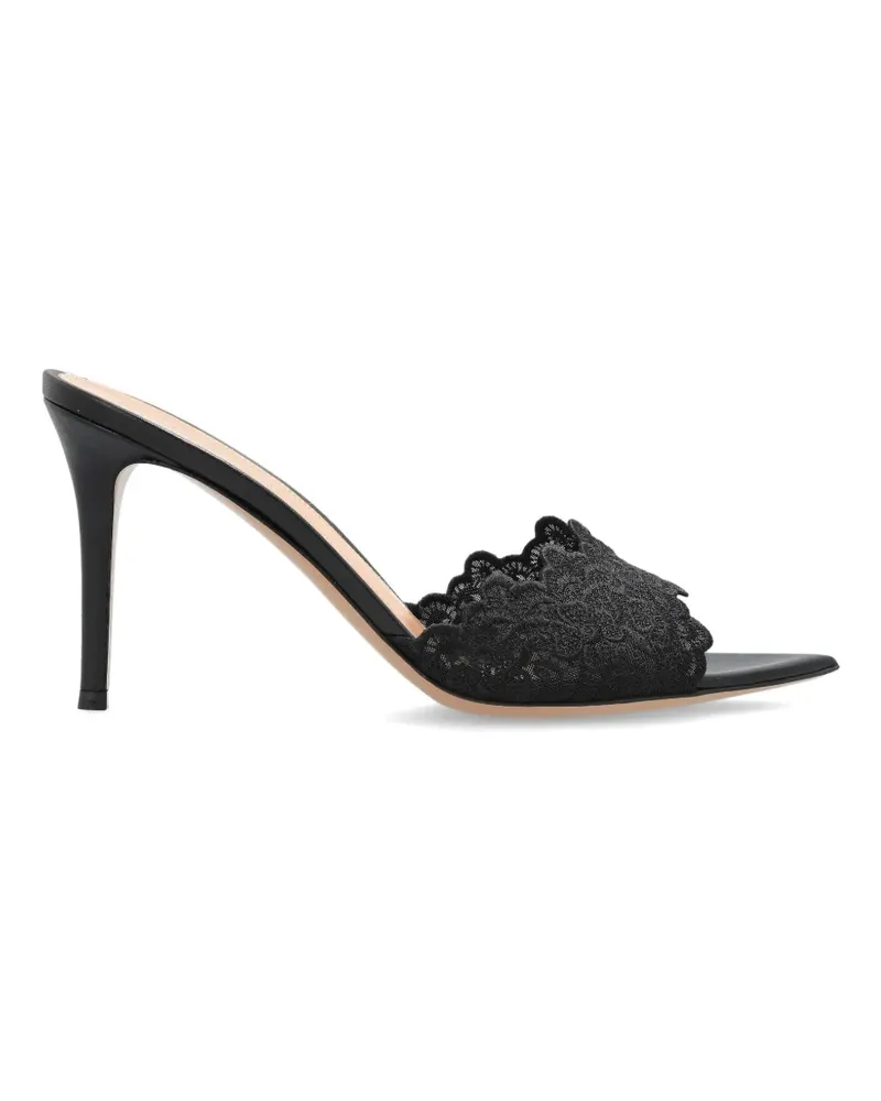 Gianvito Rossi Yvonne lace-panel scalloped mules - Schwarz Schwarz