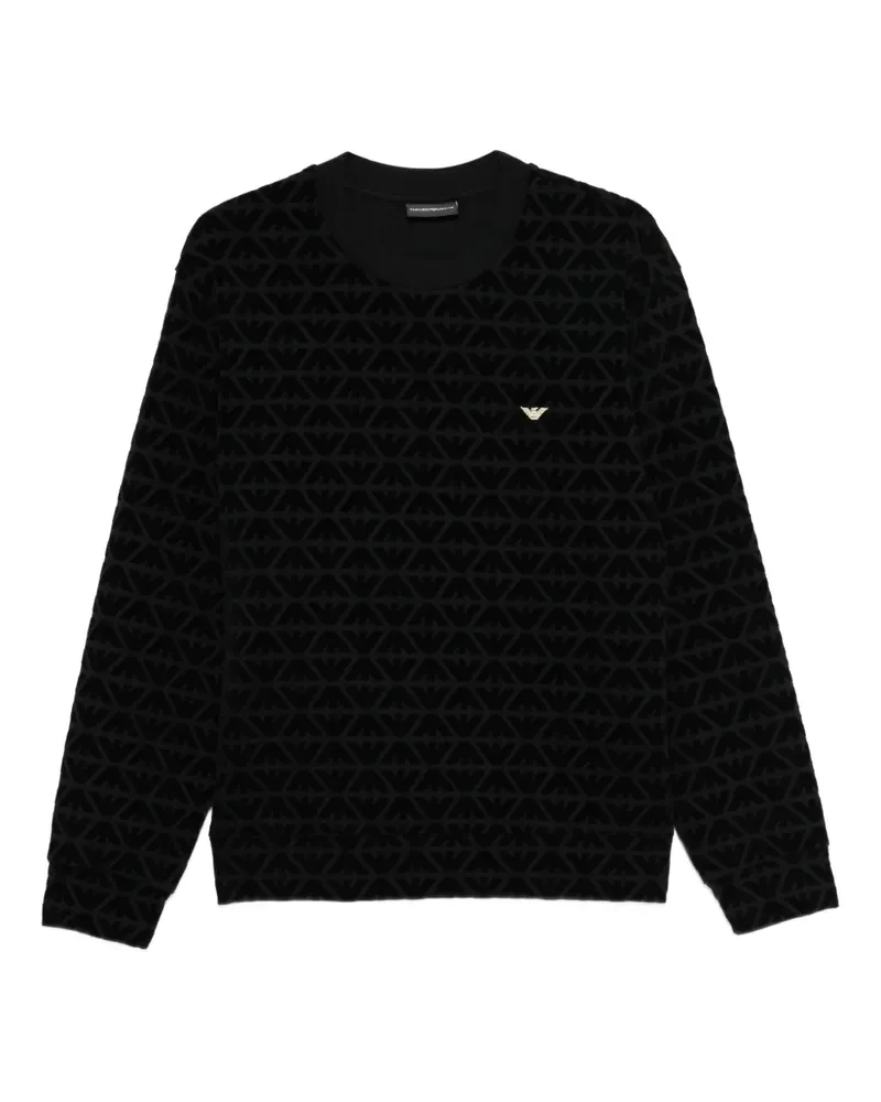 Emporio Armani Gemustertes Sweatshirt mit Logo-Stickerei - Schwarz Schwarz