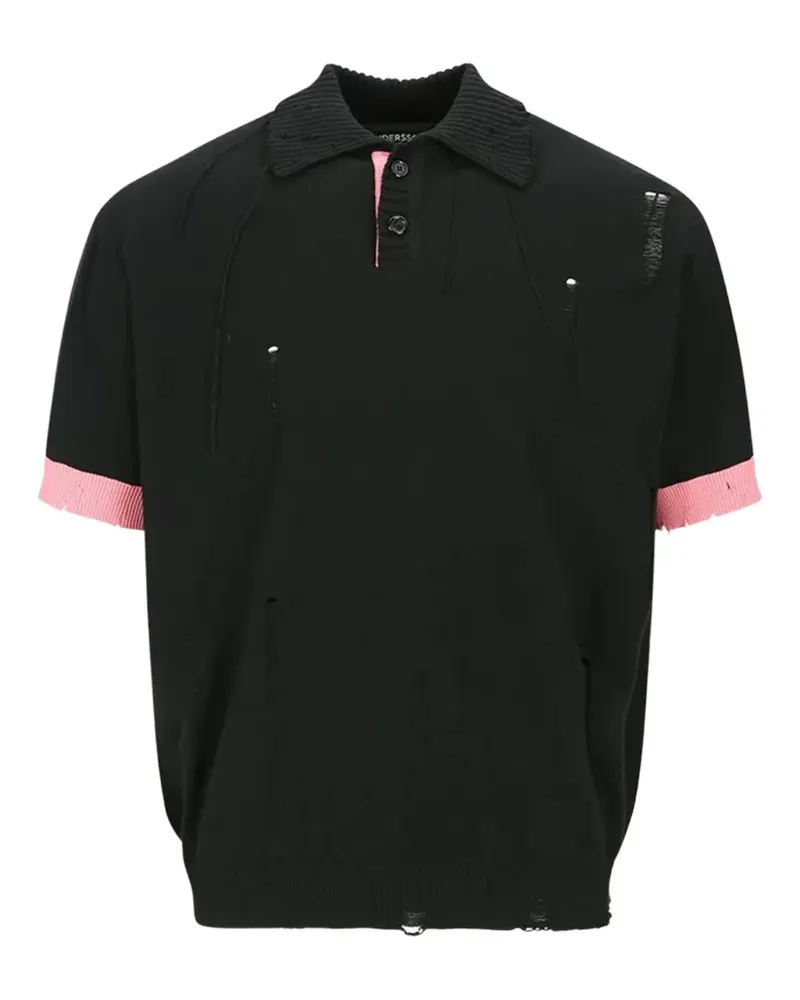 Andersson Bell Kurzärmeliges Damaged Poloshirt - Schwarz Schwarz