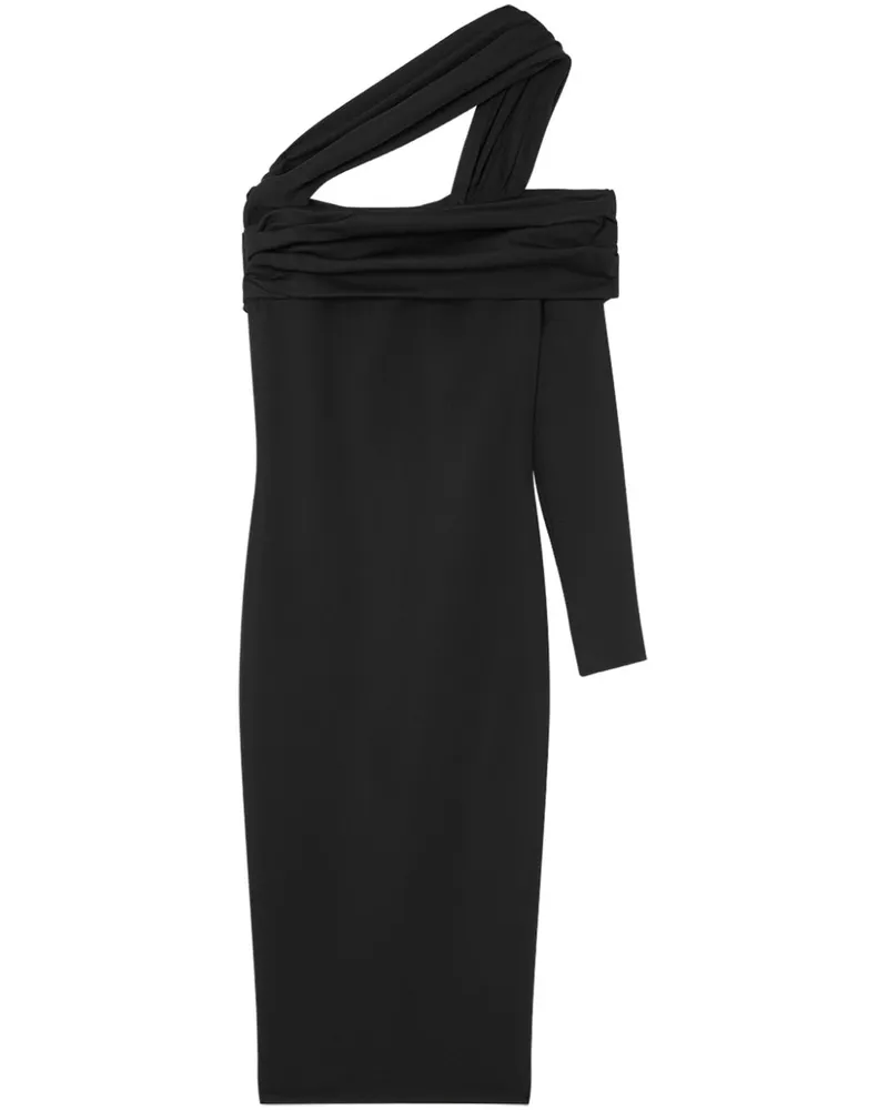 Versace Gerafftes One-Shoulder-Kleid - Schwarz Schwarz