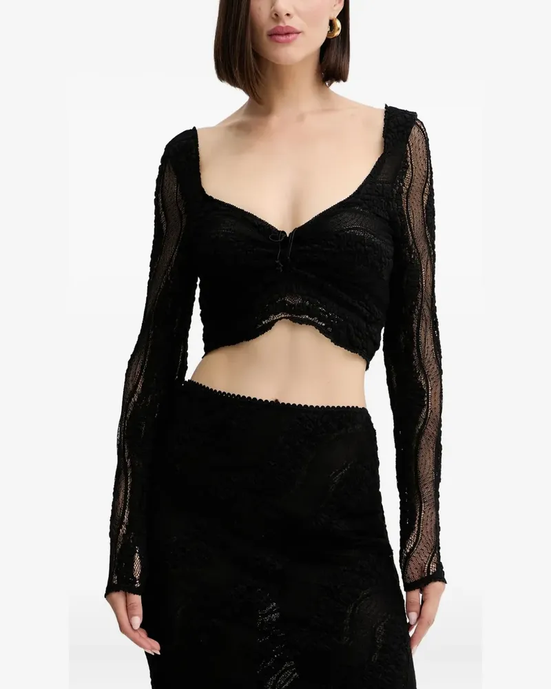 Charo Ruiz ruched-detail lace blouse - Schwarz Schwarz